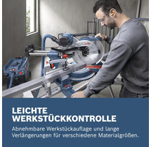 Gehrungssäge mit Werkstückauflage im Einsatz