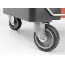 Rolle eines Transportwagens aus Metall und Gummi