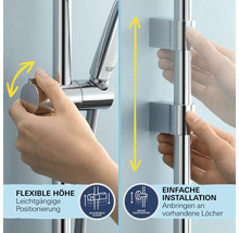 Flexible Höheneinstellung und einfache Installation einer Duschstange.