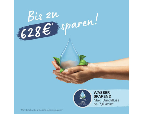 Bis zu 628 Euro sparen. Wassersparend. Maximaler Durchfluss bei 7,61 Liter pro Minute.