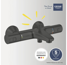Schwarze Grohe Thermostat-Wannenbatterie mit fünf Jahren Garantie