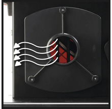 Detailansicht eines Lüftungssystems mit Luftstromanzeige