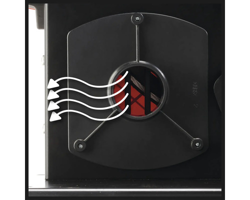 Detailansicht eines Lüftungssystems mit Luftstromanzeige