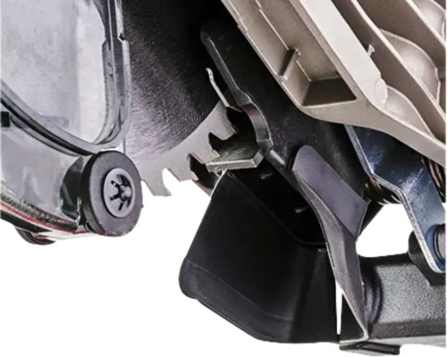 Nahaufnahme einer Kreissägeblatt-Schutzvorrichtung