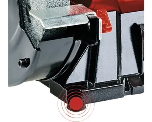 Detailschuss einer Schleifmaschine mit Gerätefuß