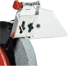 Schleifscheibe mit transparentem Schutz und rotem Einstellknopf