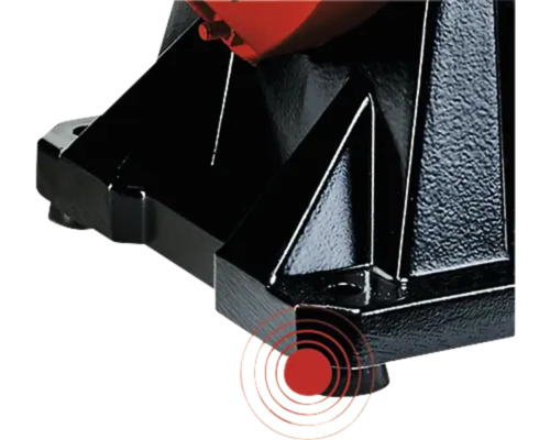 Detailansicht des Gerätefußes einer Metallsäge