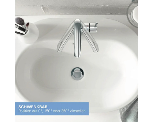 Waschbecken mit schwenkbarem Wasserhahn