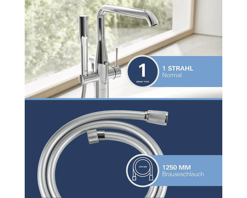 Küchenarmatur mit Brauseschlauch, 1250 Millimeter und einer Strahlart