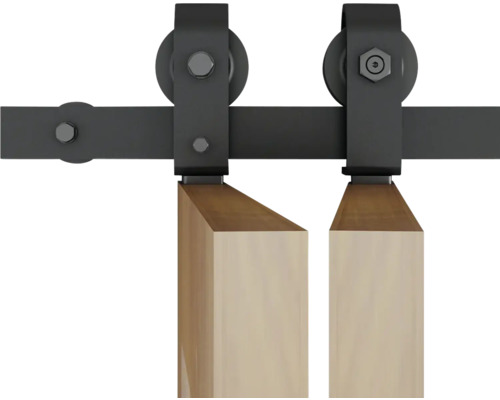 Schiebetürbeschlag mit zwei Holzpaneelen