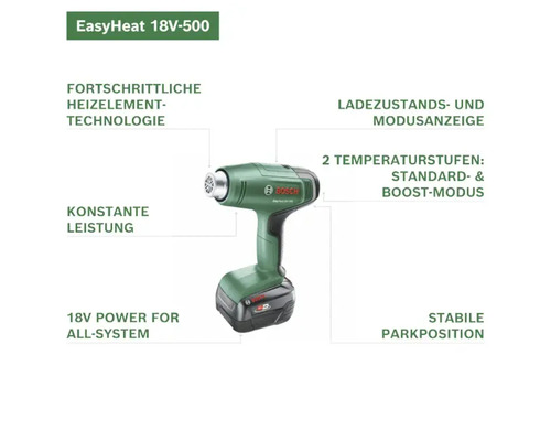 Bosch EasyHeat 18V-500 Heißluftpistole mit Akku