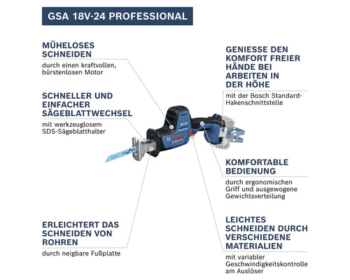 Bosch GSA 18V-24 Professional Akku-Säbelsäge mit Sägeblatt