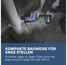 Bosch Professional Akku Säbelsäge GSA 18V-24 beim Sägen eines Rohrs