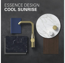 Essence Design Cool Sunrise Armatur mit Materialproben für Badezimmergestaltung