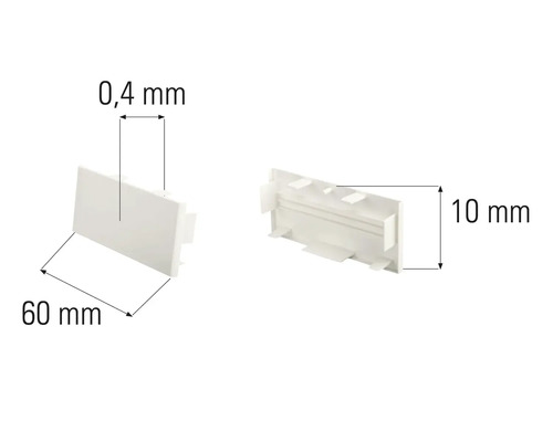 Kunststoff-Abdeckkappe, 60 mm breit, 0,4 mm dick und 10 mm hoch