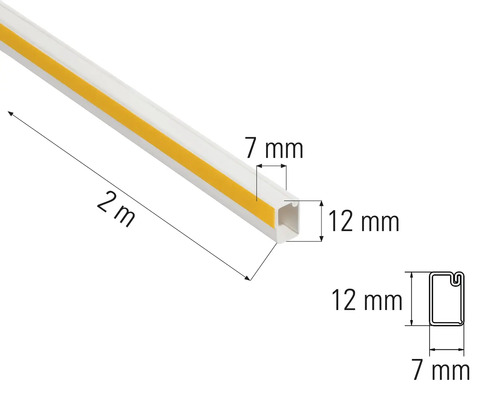 Kunststoff Kabelkanal, 2 Meter lang, mit Maßen