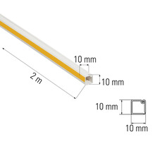 Zwei Meter lange Kabelführungsschiene mit den Maßen zehn mal zehn Millimeter.