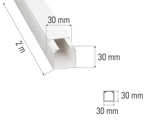 Kabelkanal, zwei Meter lang, 30 Millimeter breit