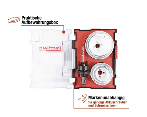 Lochsägen Set mit Bohrer in Aufbewahrungsbox
