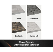 Auswahl von Beton, Betonstein, Bruchstein und hellem Marmor