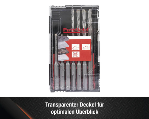 Pattfield Bohrer Set mit SDS Plus Aufnahme im transparenten Koffer