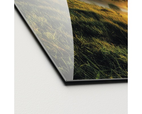 Detailaufnahme eines Landschaftsbildes hinter Acrylglas