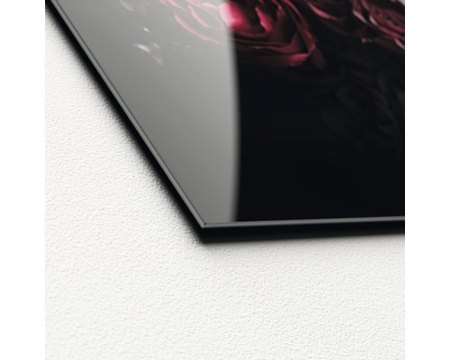 Detailaufnahme eines Glasbildes mit Rosenmotiv