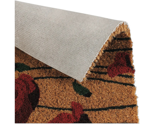 Fußmatte aus Kokosfaser mit Blumenmuster und Baumwollrücken