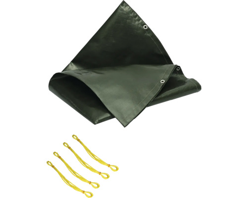 Abdeckplane mit Ösen und Befestigungsseilen
