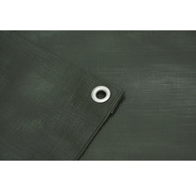 Detailaufnahme einer grünen Gewebeplane mit Öse