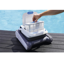 Poolroboter mit Filterkorb und Raupenantrieb