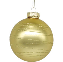 Goldene Weihnachtskugel mit horizontalen Linien