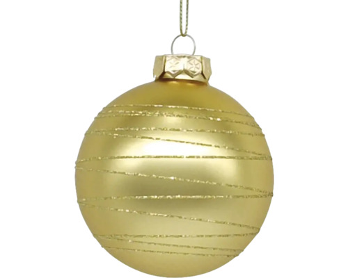 Goldene Weihnachtskugel mit horizontalen Linien