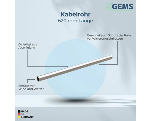 Kabelrohr, 620 Millimeter Länge, aus Aluminium gefertigt