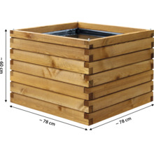 Quadratisches Hochbeet aus Holz, circa 78 x 78 x 60 Zentimeter