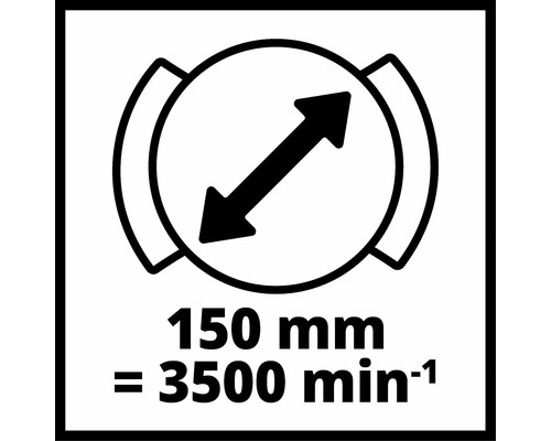 Symbol für Scheibenbremse: 150 Millimeter = 3500 Umdrehungen pro Minute