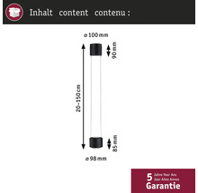 Abmessungen einer Lampe mit einer Länge von 20 bis 150 cm