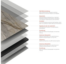 Schichtaufbau einer Platte mit Aluminium Deckschicht und Polyethylen Kern