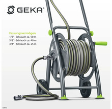 Gartenschlauchwagen mit aufgerolltem Schlauch und GEKA Logo