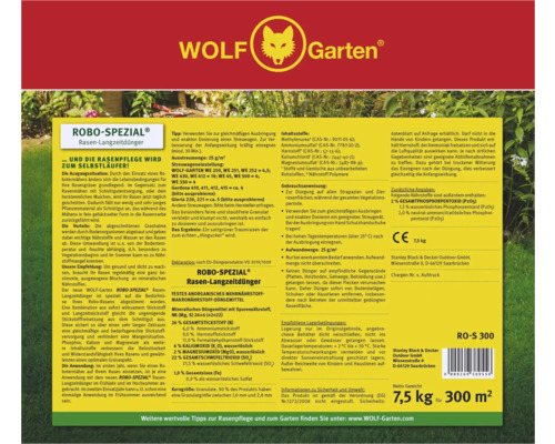 Wolf Garten Robo-Spezial Rasen-Langzeitdünger für eine Rasenfläche von 300 m²