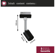 Schienenstrahler mit den Maßen 100 mm, 50 mm und 35 mm im Detail.