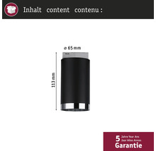 Möbelfuß mit den Maßen 113 mm Höhe und 65 mm Durchmesser
