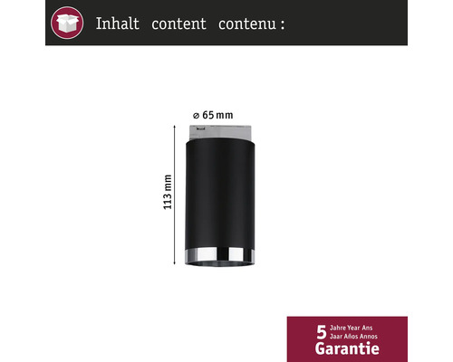 Möbelfuß mit den Maßen 113 mm Höhe und 65 mm Durchmesser