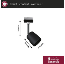 Abmessungen einer schwarzen Schienenleuchte