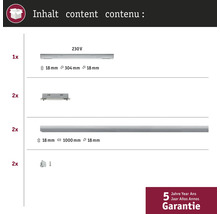 Inhalt der Verpackung: Beleuchtung und Zubehör