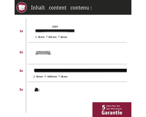 Inhalt des Produkts mit Garantieinformationen