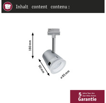 Abmessungen eines silberfarbenen Strahlers mit 5 Jahren Garantie