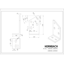 Technische Zeichnung eines Winkelverbinders mit Maßangaben