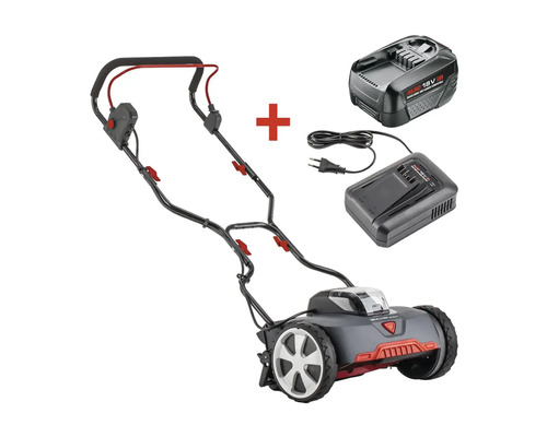 Akku-Rasenmäher mit Akku und Ladegerät