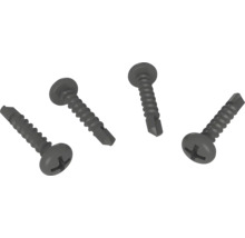 Vier Bohrschrauben mit Linsenkopf